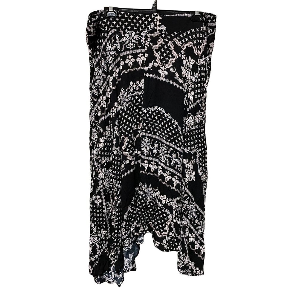Soho by New York & Company Black Tan Pattern Elastic Skirt